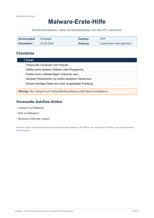 Vorschau: Malware-Erste-Hilfe